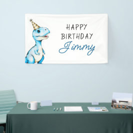 Watercolor Blue Three Rex Dinosaurier Geburtstag Banner