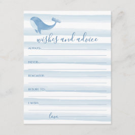 Watercolor Blue Whale Babydusche Wünsche & Beratun Begleitkarte