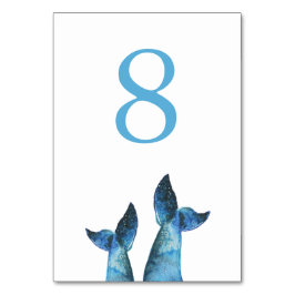 Watercolor Blue Whale Tale Wedding Tischnummer