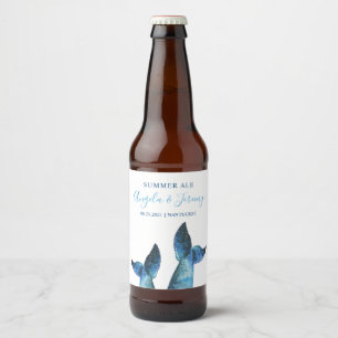 Watercolor Blue Whale Tales Bierflaschenetikett