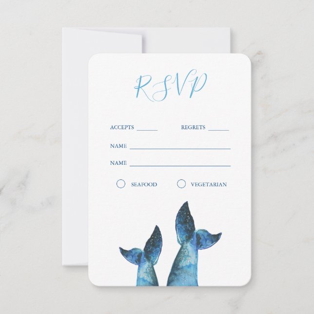 Watercolor Blue Whale Wedding RSVP (Vorderseite)