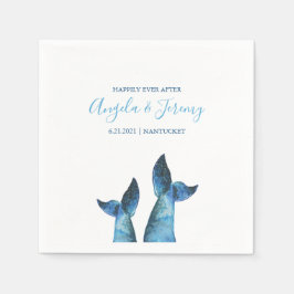 Watercolor Blue Whale Wedding Serviette