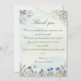 Watercolor Blue Wildblume Wedding Danke Card
