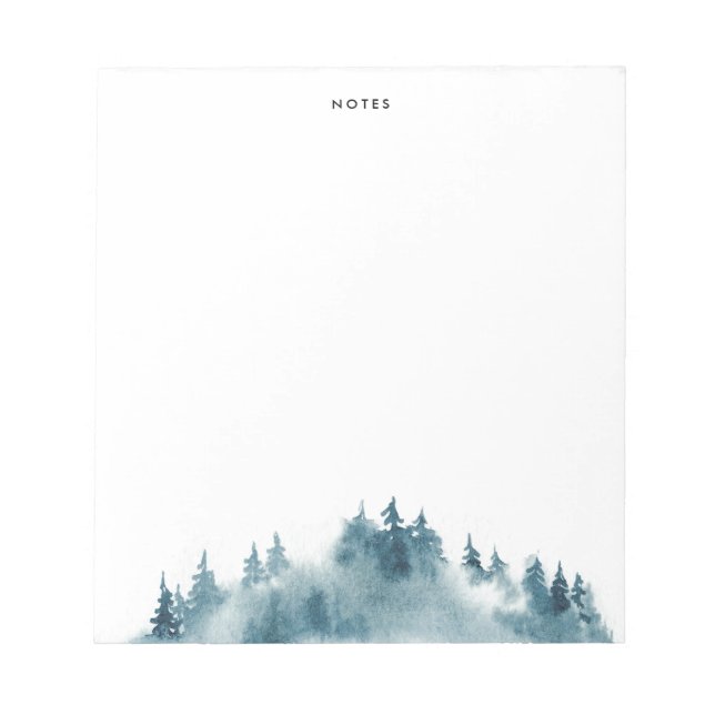 Watercolor Blue Winterwald Notizblock (Vorderseite)