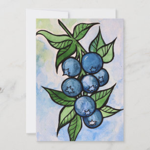 Watercolor Blueberries Einladung
