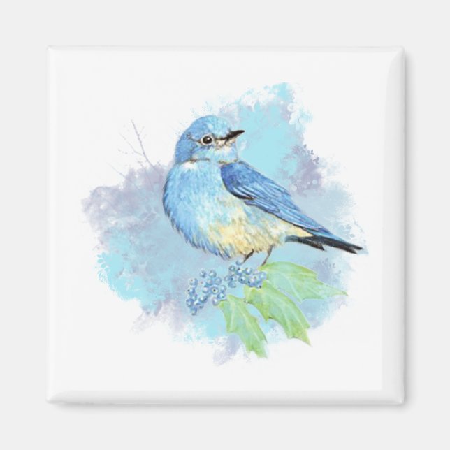Watercolor Bluebird Pretty Blue Garden Bird Art Magnet (Vorne)