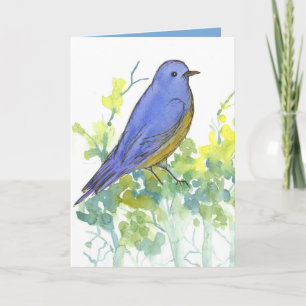Watercolor Bluebird Sagebrush Happy Birthday Karte