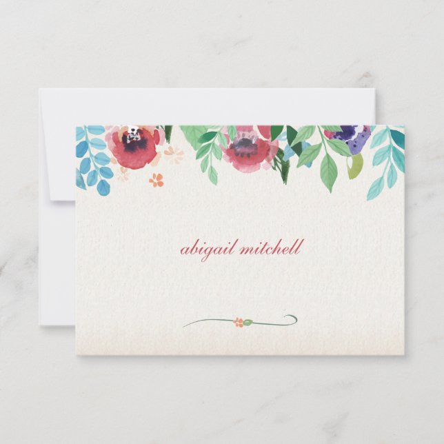 Watercolor-Blumen-Anmerkungs-Karte Einladung (Vorderseite)