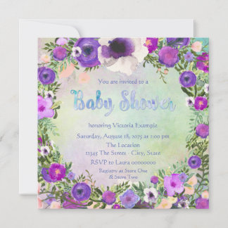 Watercolor-Blumen-Baby-Party Einladung