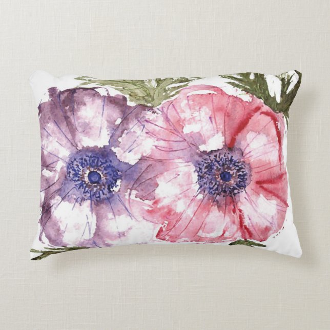 Watercolor-Blumen Dekokissen (Vorderseite)