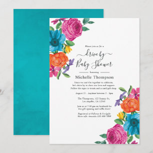 Watercolor-Blumen-Fiesta-Drive-By-Shower Einladung