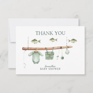 Watercolor-Blumen-Fischer-Baby-Party Dankeskarte