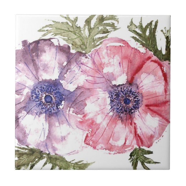 Watercolor-Blumen Fliese (Vorderseite)