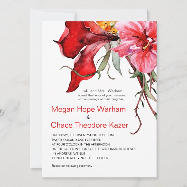 Watercolor-Blumen-Flora Botanica Hochzeit Einladung (Vorderseite)