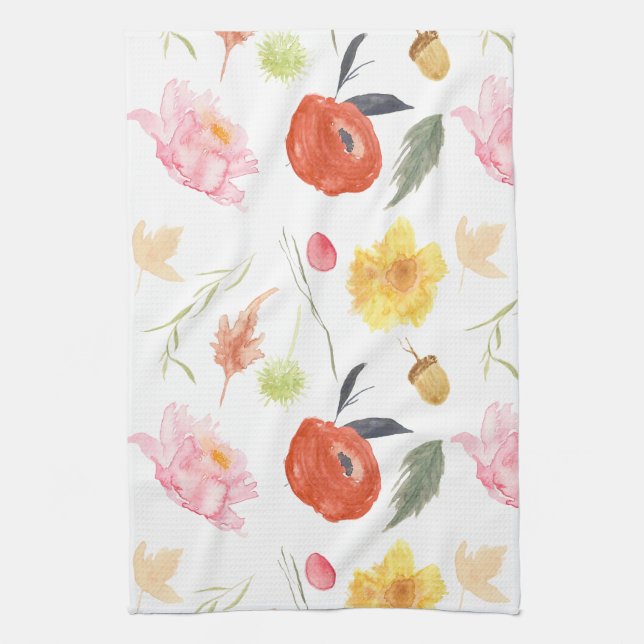 Watercolor-Blumen Geschirrtuch (Vertikal)