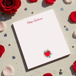 Watercolor-Blumen-Herz Valentinstag Benutzerdefini Notizblock