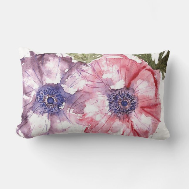 Watercolor-Blumen Lendenkissen (Vorderseite)