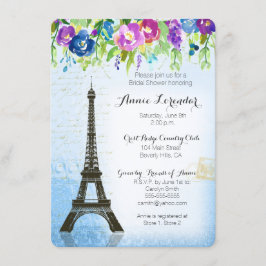 Watercolor-Blumen-Paris-Brautparty-Einladung Einladung