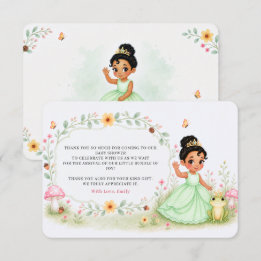 Watercolor-Blumen-Prinzessin-Frosch-Baby-Party Dankeskarte