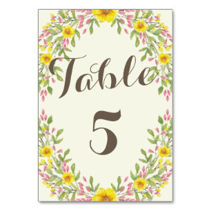 Watercolor-Blumen  rustikale Wedding Tischnummer
