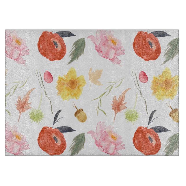 Watercolor-Blumen Schneidebrett (Vorderseite)