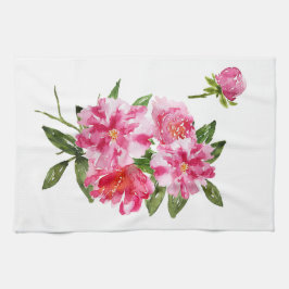 Watercolor-Blumen-Teetuch in den rosa Handtuch