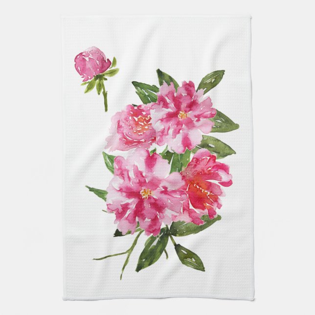 Watercolor-Blumen-Teetuch in den rosa Handtuch (Vertikal)