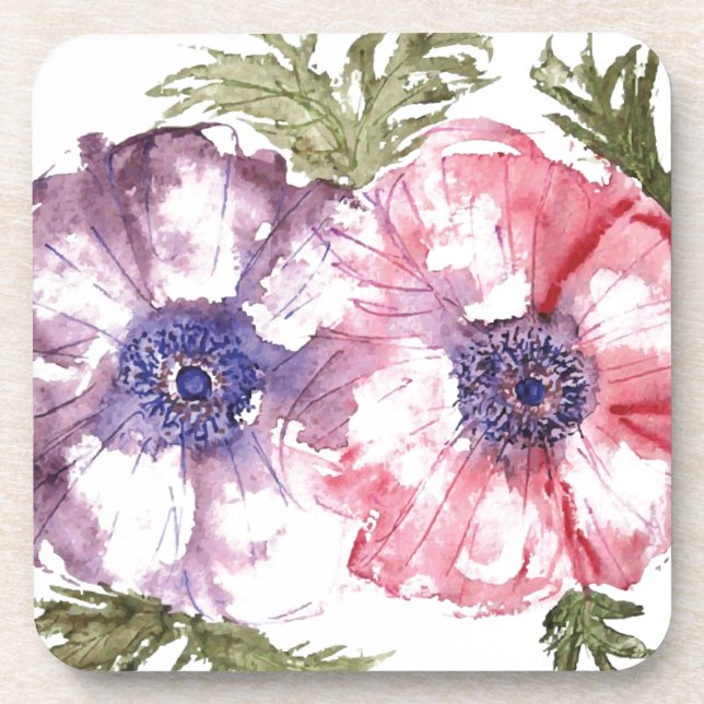 Watercolor-Blumen Untersetzer (Vorderseite)