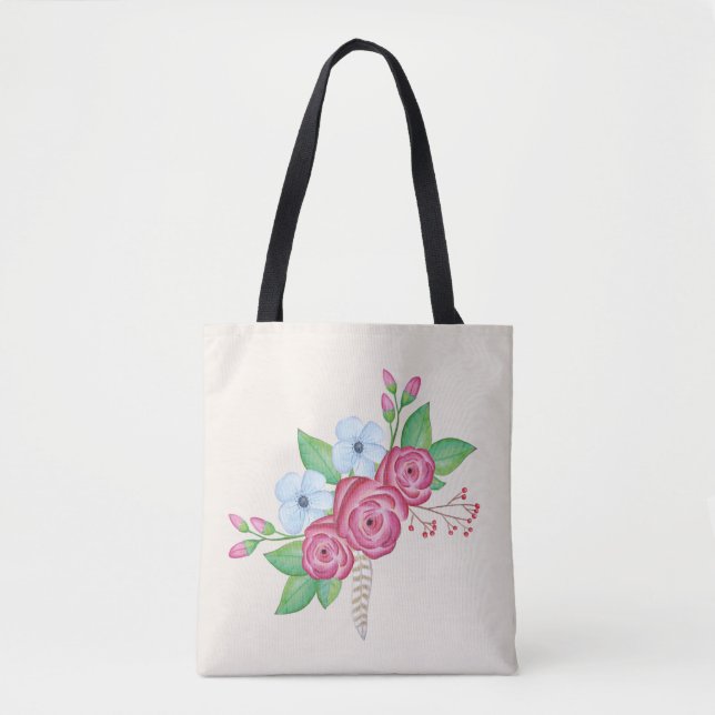 Watercolor-BlumenBlumen-Blumenstrauß Tasche (Vorderseite)