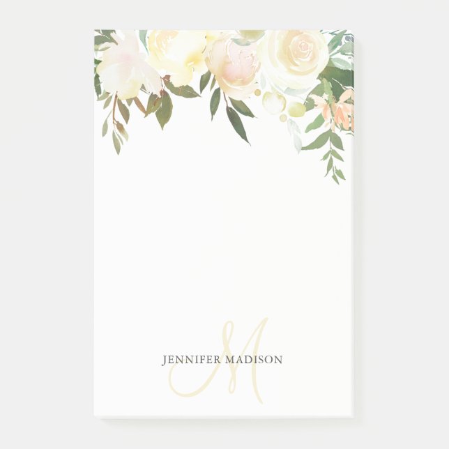 Watercolor-Blumenblumenstrauß-Rosa-beige Post-it Klebezettel (Vorderseite)