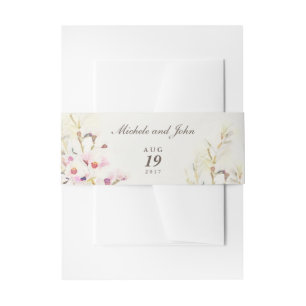 Watercolor BlumenBoho Vintage Bauch-Bänder Einladungsbanderole