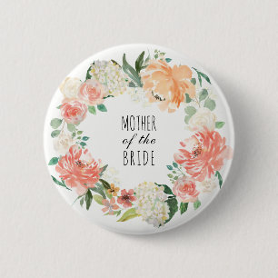 Watercolor-BlumenBrautparty Button
