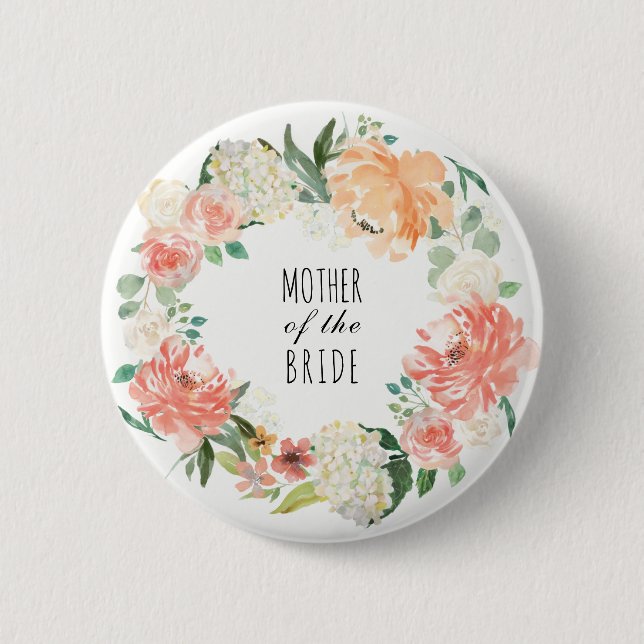 Watercolor-BlumenBrautparty Button (Vorderseite)