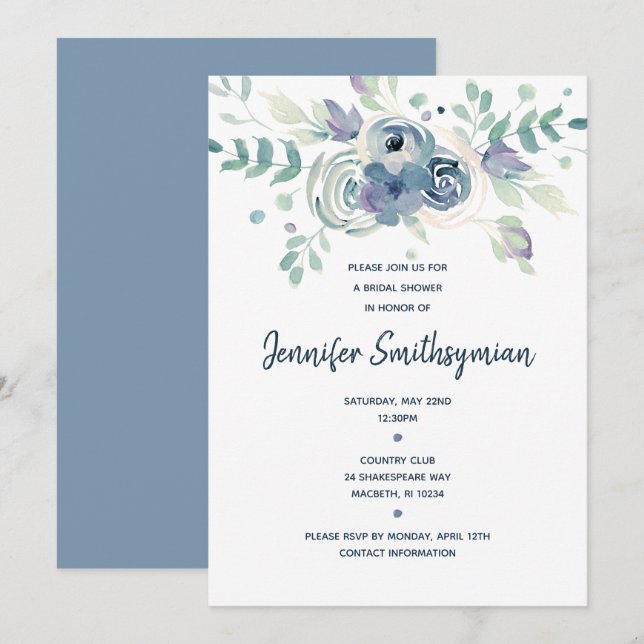Watercolor-BlumenBrautparty Einladung (Vorne/Hinten)