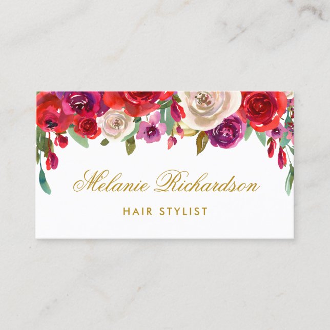 Watercolor-Blumenhaar-Stylist-Verabredungs-Karte Terminkarte (Vorderseite)