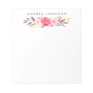 Watercolor-Blumenstrauß-personalisierte Notizblock