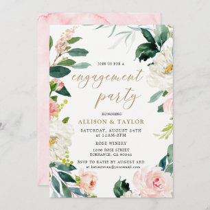 Watercolor Blush Rustikales Engagement Einladung