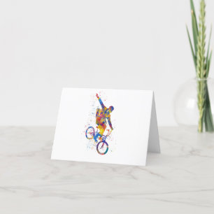 Watercolor bmx rider dankeskarte