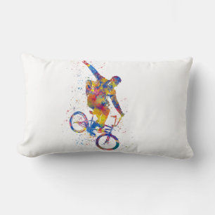 Watercolor bmx rider lendenkissen