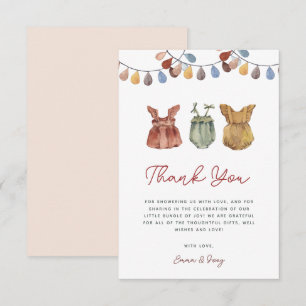 Watercolor Boho Baby Girl Douche Merci Cartes