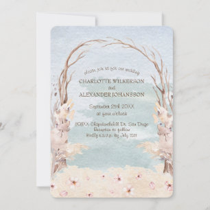Watercolor BOHO Beach Wedding Invitation