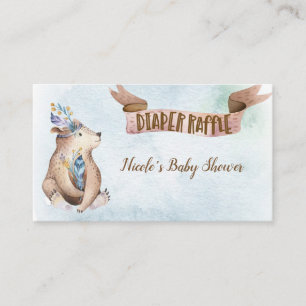 Watercolor Boho Bear Babydusche Windelwanne Windel Begleitkarte