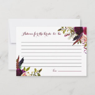 Watercolor Boho Blumenberater für die Braut Hinweiskarte