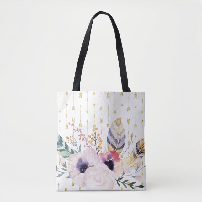 Watercolor Boho Bouquet Tasche (Vorderseite)