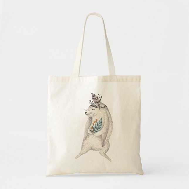 Watercolor Boho Bunny Tragetasche (Vorne)