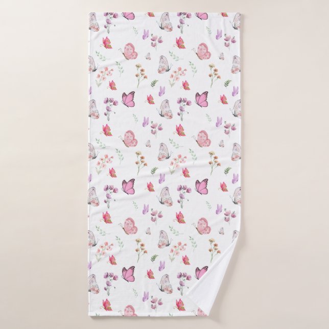 Watercolor Boho Butterfly Badehandtuch (Badehandtuch)