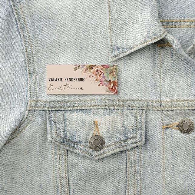 Watercolor Boho Cactus Feminine Namensschild (Beispiel)
