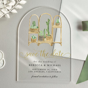 Watercolor Boho Cactus Wedding Save the Date Acryleinladungen