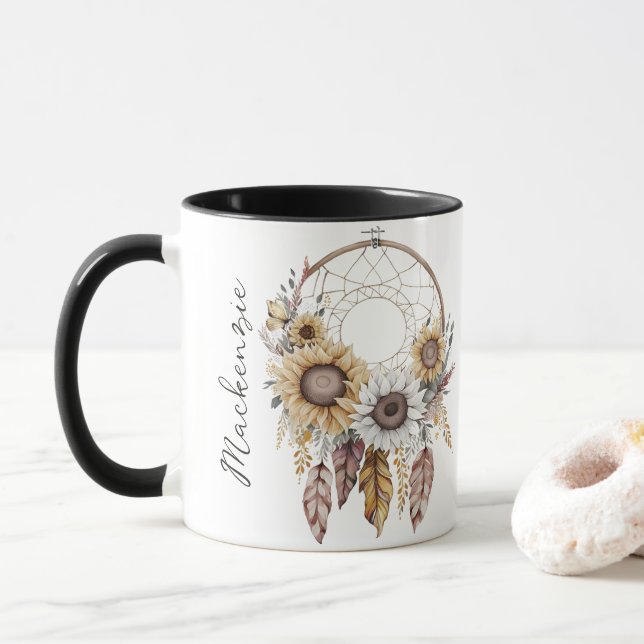 Watercolor Boho Dreamcatcher Tasse (Mit Donut)