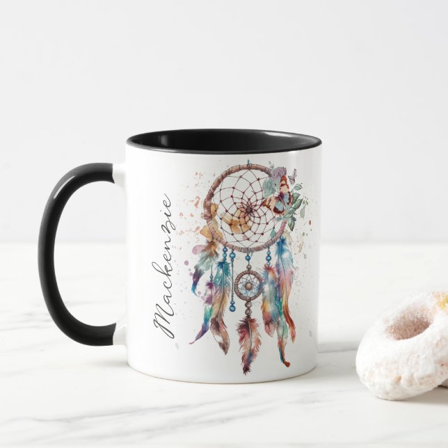 Watercolor Boho Dreamcatcher Tasse (Mit Donut)
